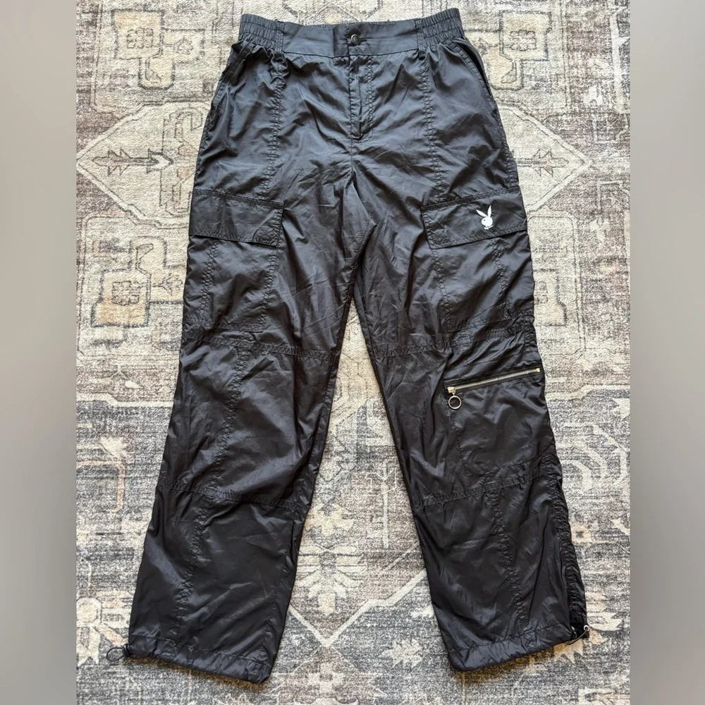 Playboy By PacSun Black Classic Nylon Cargo Pants Women’s Size‎ Medium